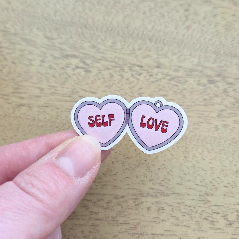 Self Love Heart Locket Vinyl Sticker Kindle Mental Health Laptop Decal Coquette